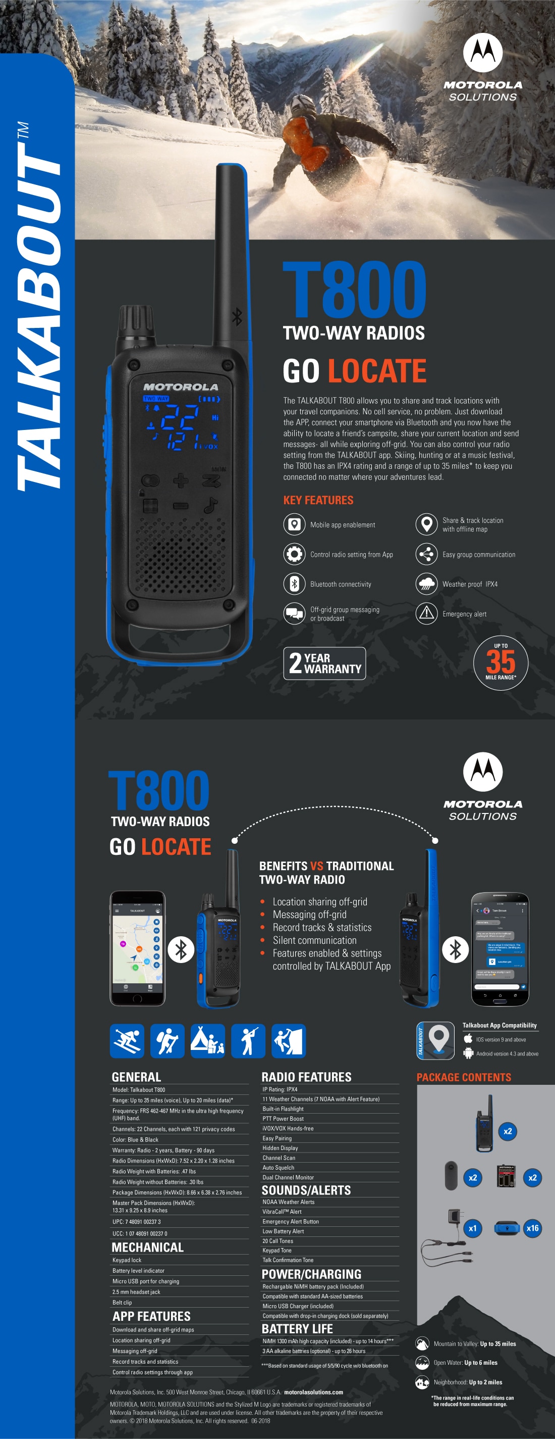 MOTOROLA Talkabout T800 TwoWay Radio Bundle T800BNDL1